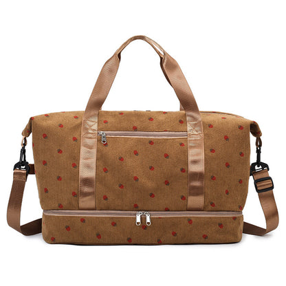 Strawberry Print Expandable Gym Duffel Bag Oxford Cloth Travel Weekender with Shoe Compartment