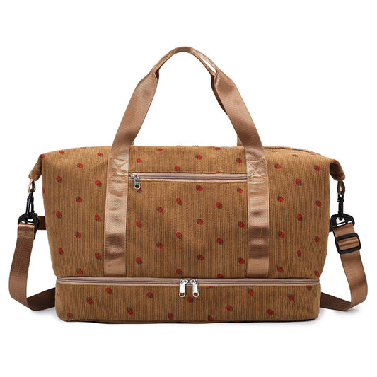 Strawberry Print Expandable Gym Duffel Bag Oxford Cloth Travel Weekender with Shoe Compartment