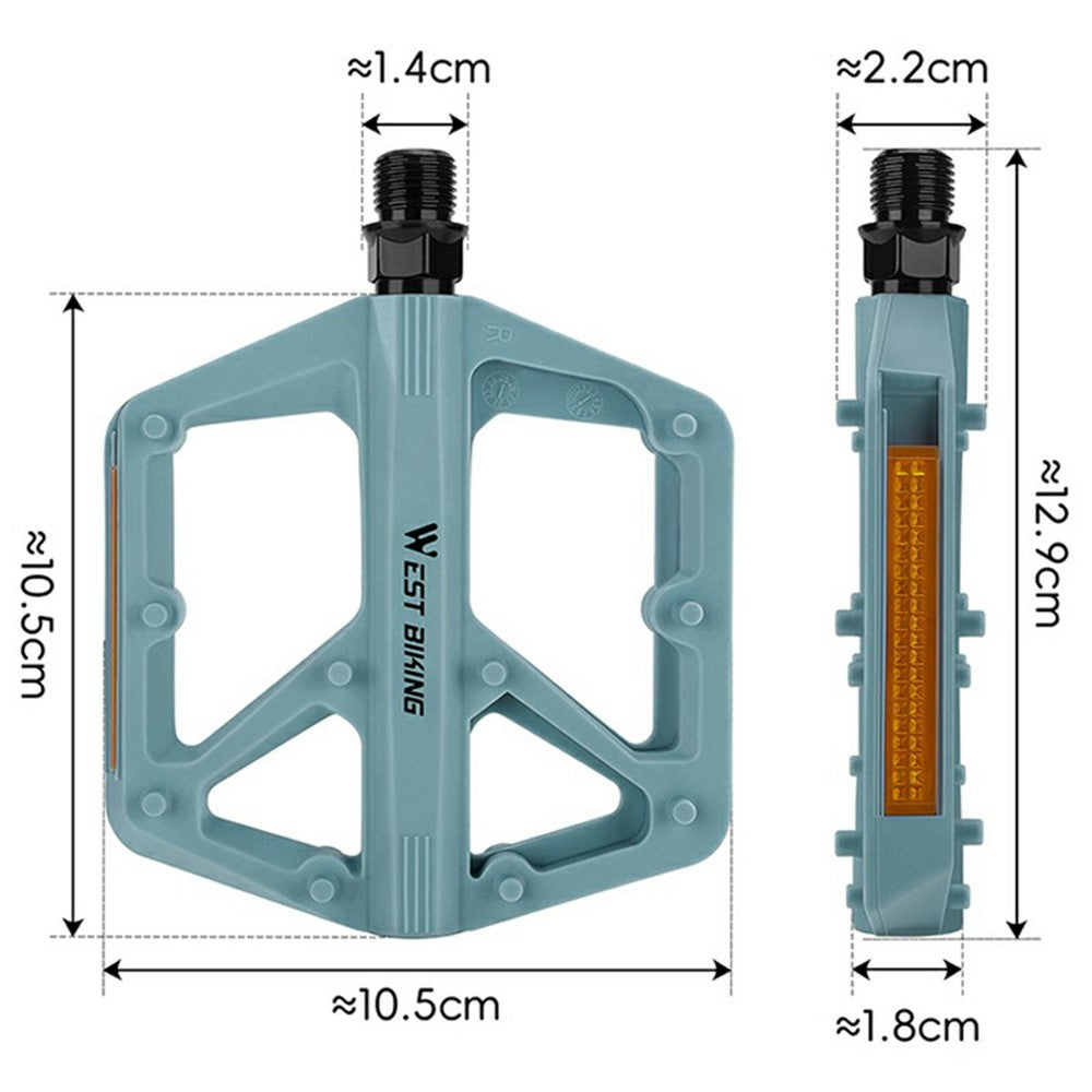 WEST BIKING YP0802150 1 Pair Nylon Widened Pedals for Mountain Road Bike Anti Slip Bicycle Pedals with Reflector