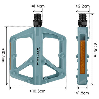 WEST BIKING YP0802150 1 Pair Nylon Widened Pedals for Mountain Road Bike Anti Slip Bicycle Pedals with Reflector