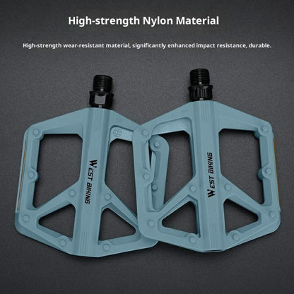 WEST BIKING YP0802150 1 Pair Nylon Widened Pedals for Mountain Road Bike Anti Slip Bicycle Pedals with Reflector