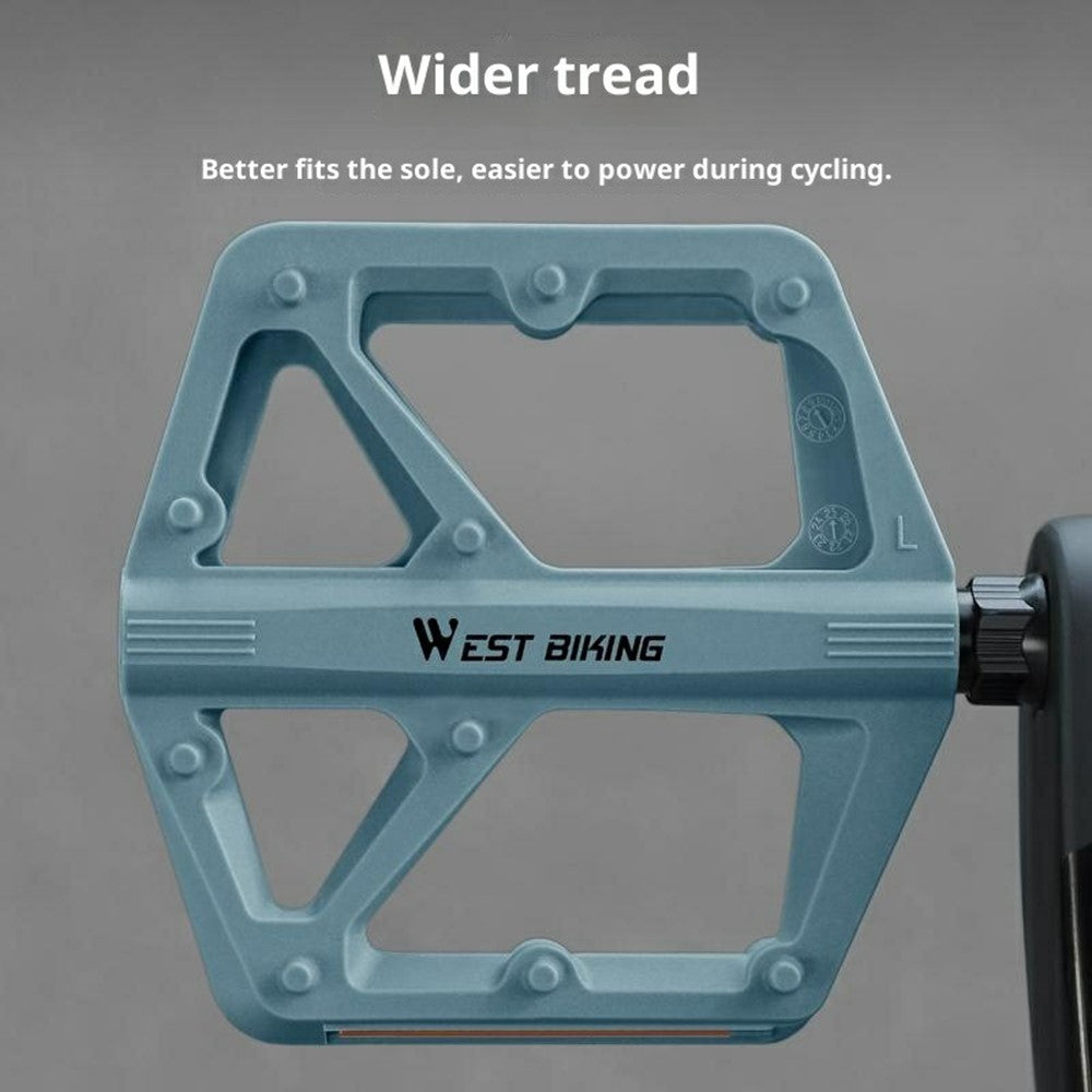 WEST BIKING YP0802150 1 Pair Nylon Widened Pedals for Mountain Road Bike Anti Slip Bicycle Pedals with Reflector