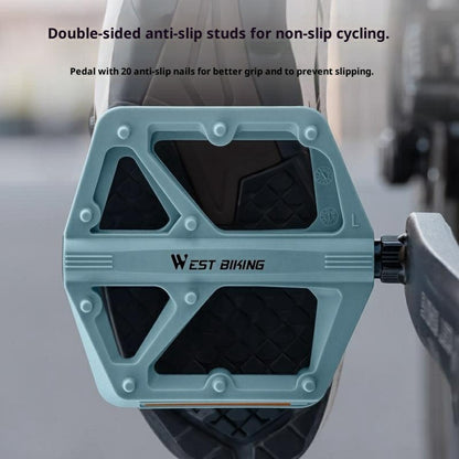 WEST BIKING YP0802150 1 Pair Nylon Widened Pedals for Mountain Road Bike Anti Slip Bicycle Pedals with Reflector