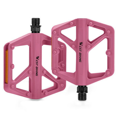 WEST BIKING YP0802150 1 Pair Nylon Widened Pedals for Mountain Road Bike Anti Slip Bicycle Pedals with Reflector
