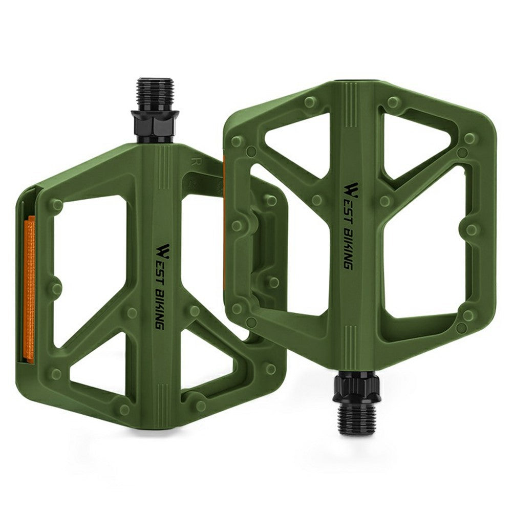 WEST BIKING YP0802150 1 Pair Nylon Widened Pedals for Mountain Road Bike Anti Slip Bicycle Pedals with Reflector