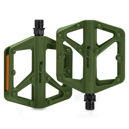 WEST BIKING YP0802150 1 Pair Nylon Widened Pedals for Mountain Road Bike Anti Slip Bicycle Pedals with Reflector