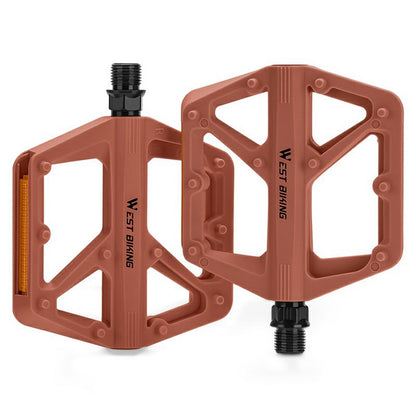 WEST BIKING YP0802150 1 Pair Nylon Widened Pedals for Mountain Road Bike Anti Slip Bicycle Pedals with Reflector