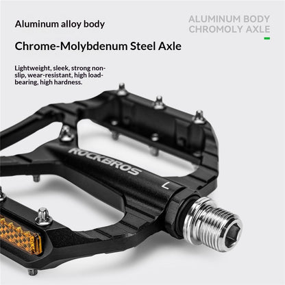 ROCKBROS 1 Pair Bicycle Pedals Aluminum Alloy Mountain Road Bike Pedals Anti-Slip Foot Pedals