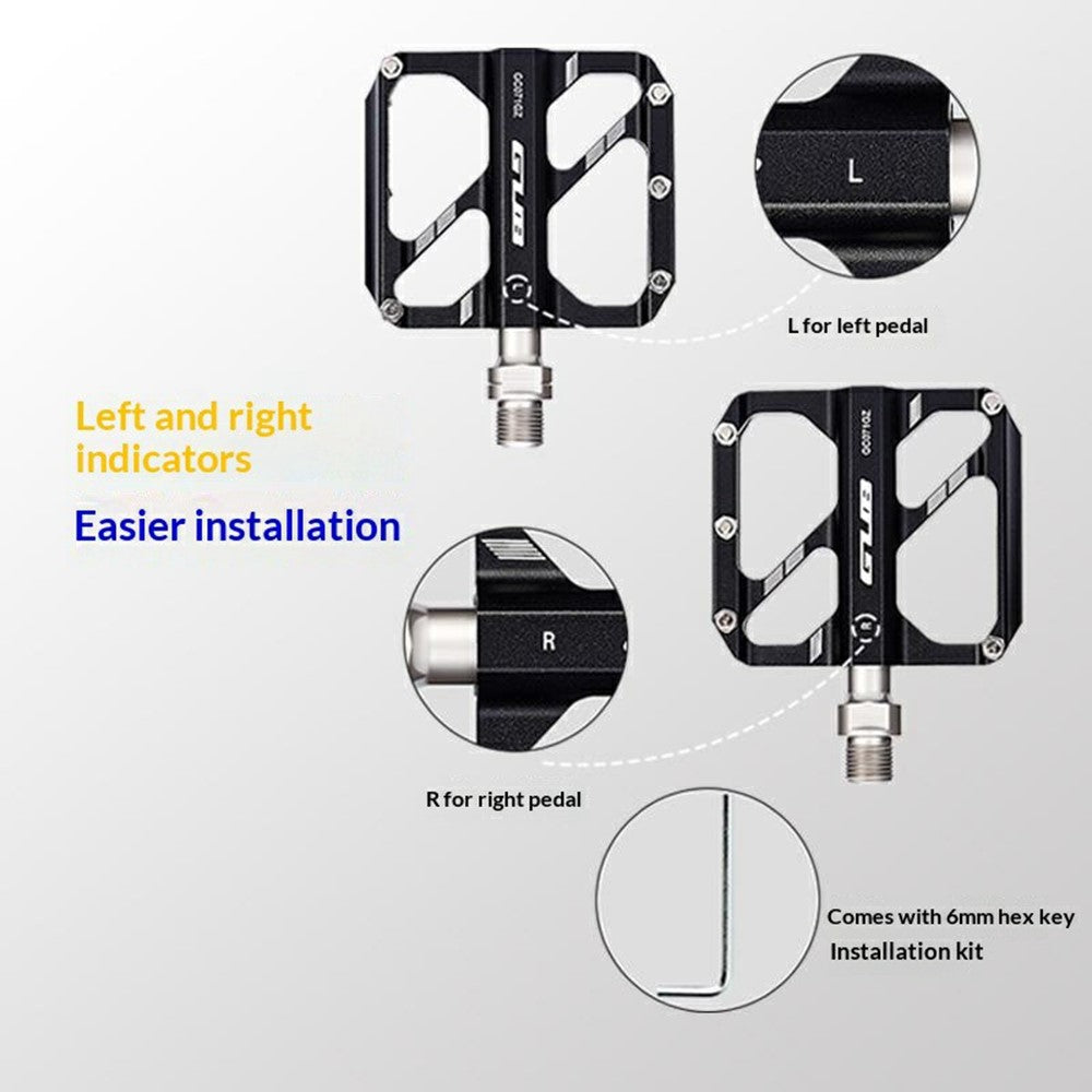 GUB GC071 GZ 1 Pair Aluminum Alloy Pedals Anti Slip Triple Bearing Pedals with Hex Wrench for Mountain  /  Road Bike