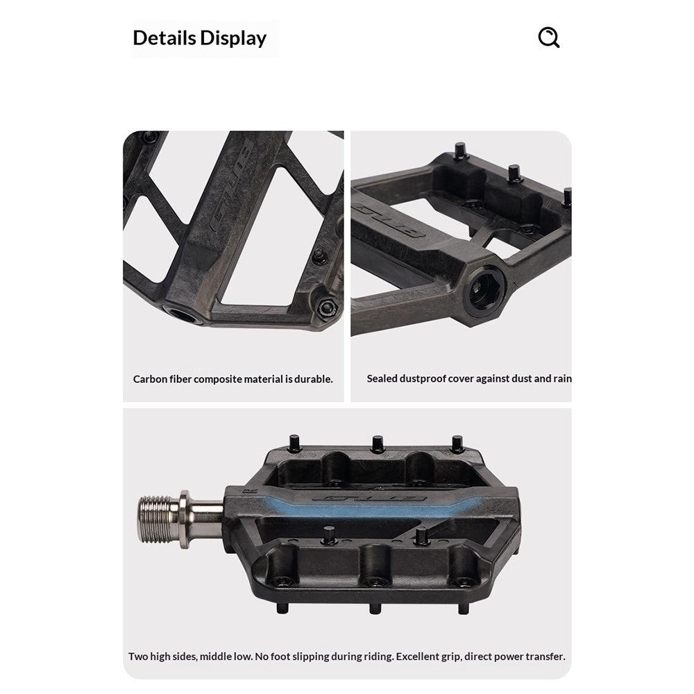GUB GC072 Bike Pedals Titanium Axle Carbon Fiber Composite MTB / Road Bicycle Pedals Triple Sealed Bearings for Outdoor