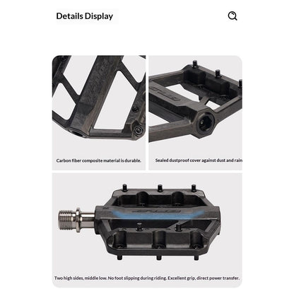 GUB GC072 Bike Pedals Titanium Axle Carbon Fiber Composite MTB / Road Bicycle Pedals Triple Sealed Bearings for Outdoor