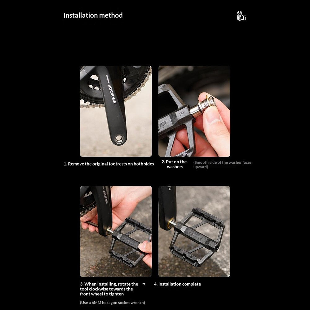 GUB GC072 Bike Pedals Titanium Axle Carbon Fiber Composite MTB / Road Bicycle Pedals Triple Sealed Bearings for Outdoor
