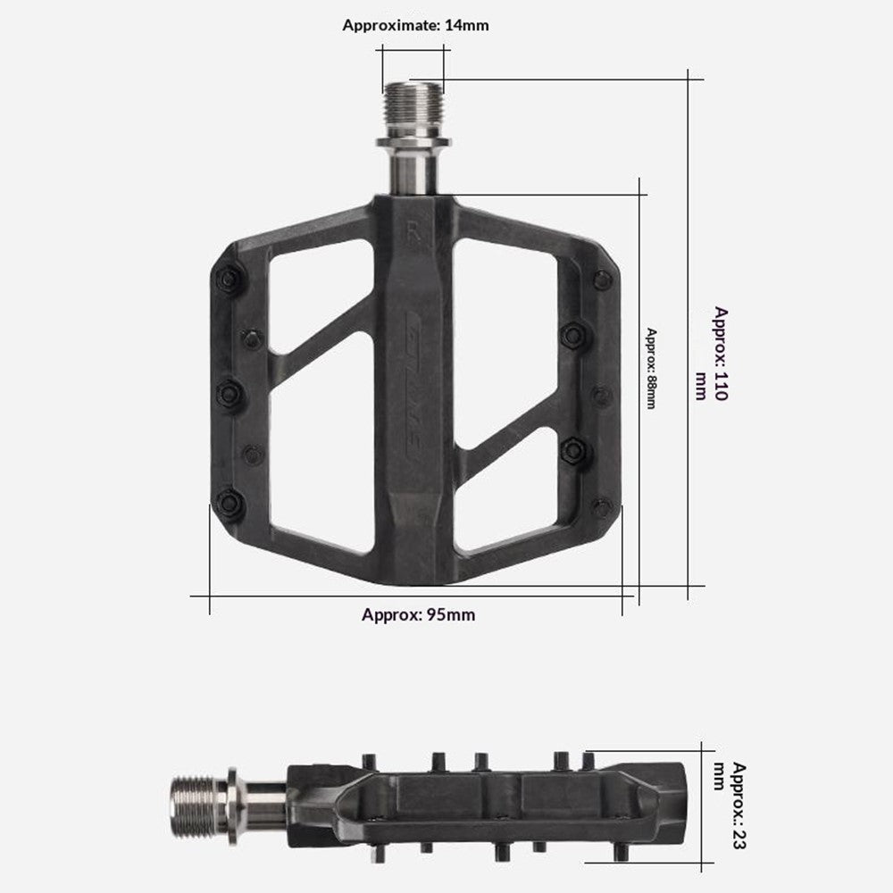 GUB GC072 Bike Pedals Titanium Axle Carbon Fiber Composite MTB / Road Bicycle Pedals Triple Sealed Bearings for Outdoor