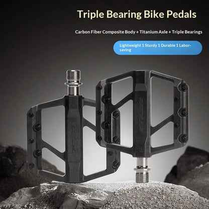 GUB GC072 Bike Pedals Titanium Axle Carbon Fiber Composite MTB / Road Bicycle Pedals Triple Sealed Bearings for Outdoor