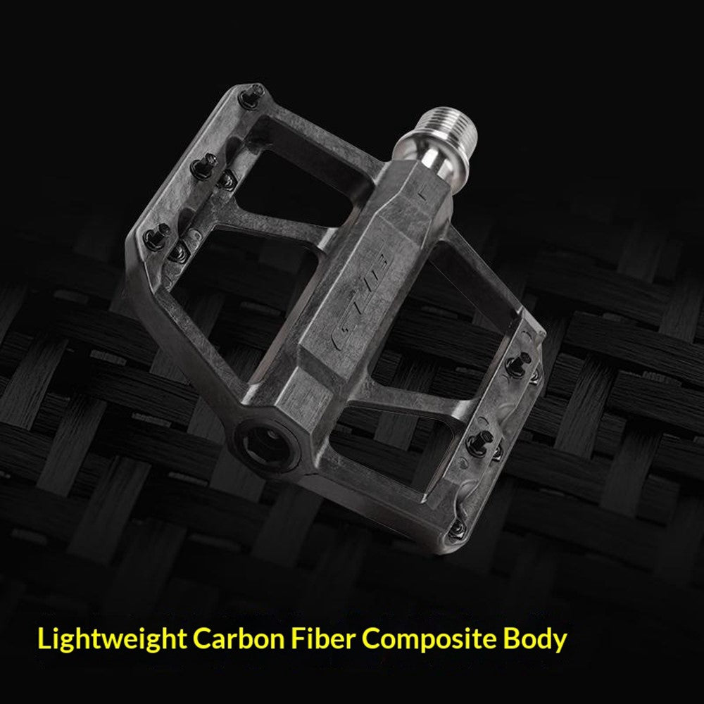 GUB GC072 Bike Pedals Titanium Axle Carbon Fiber Composite MTB / Road Bicycle Pedals Triple Sealed Bearings for Outdoor