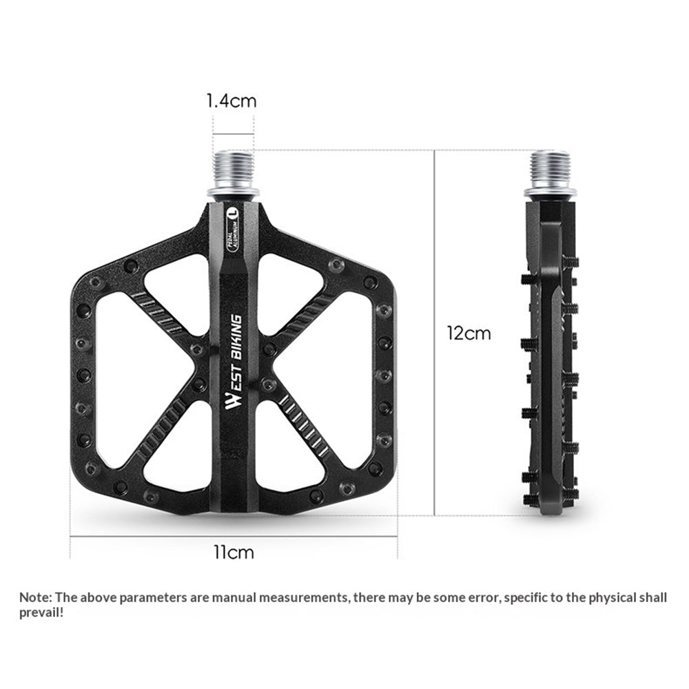 WEST BIKING Mountain Bike Pedals Dual Sealed Bearing Anti Slip CNC Aluminum Alloy MTB Pedals