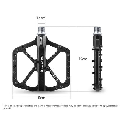 WEST BIKING Mountain Bike Pedals Dual Sealed Bearing Anti Slip CNC Aluminum Alloy MTB Pedals