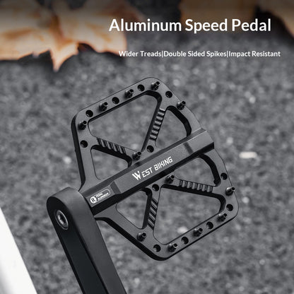 WEST BIKING Mountain Bike Pedals Dual Sealed Bearing Anti Slip CNC Aluminum Alloy MTB Pedals