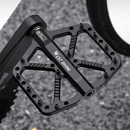 WEST BIKING Mountain Bike Pedals Dual Sealed Bearing Anti Slip CNC Aluminum Alloy MTB Pedals