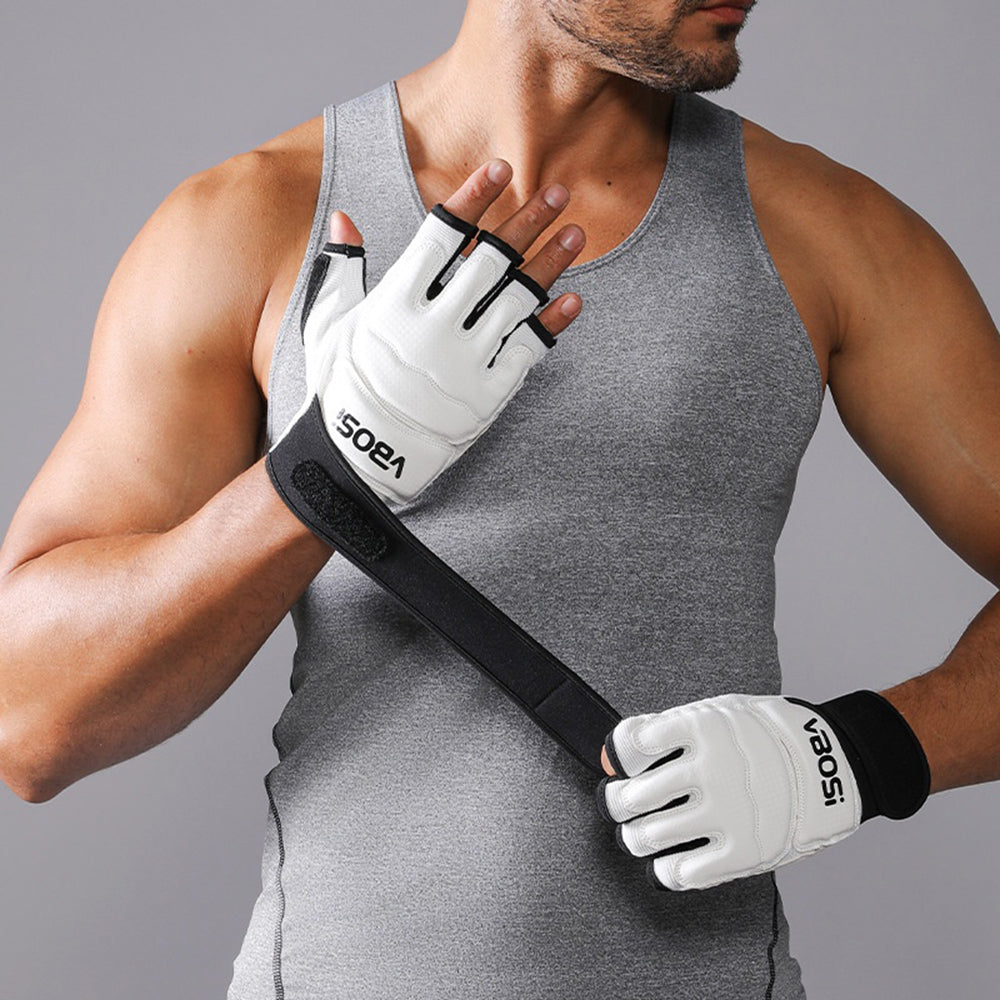 VBOSI 8204V Boxing Gloves Half Finger Fighting Gloves with Compression Wrist Strap Anti-Slip Training Gloves for MMA Gym