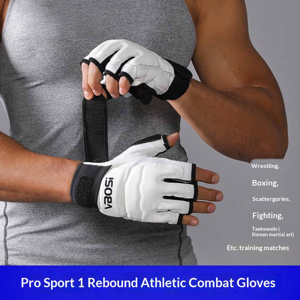 VBOSI 8204V Boxing Gloves Half Finger Fighting Gloves with Compression Wrist Strap Anti-Slip Training Gloves for MMA Gym