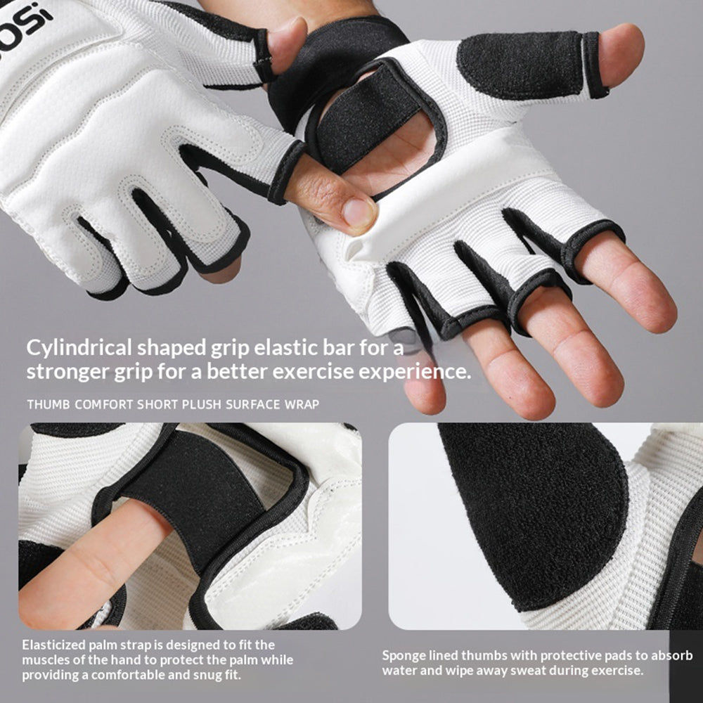 VBOSI 8204V Boxing Gloves Half Finger Fighting Gloves with Compression Wrist Strap Anti-Slip Training Gloves for MMA Gym