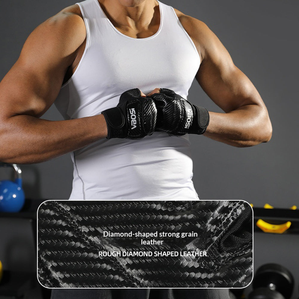 VBOSI 8204V Boxing Gloves Half Finger Fighting Gloves with Compression Wrist Strap Anti-Slip Training Gloves for MMA Gym