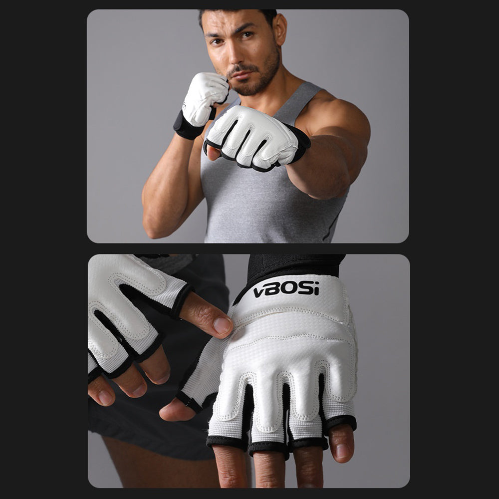VBOSI 8204V Boxing Gloves Half Finger Fighting Gloves with Compression Wrist Strap Anti-Slip Training Gloves for MMA Gym