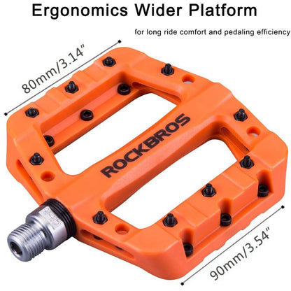 ROCKBROS 2017-12C MTB Pedals Mountain Bike Pedals Lightweight Nylon Fiber Bicycle Platform Pedals for BMX MTB 9/16"