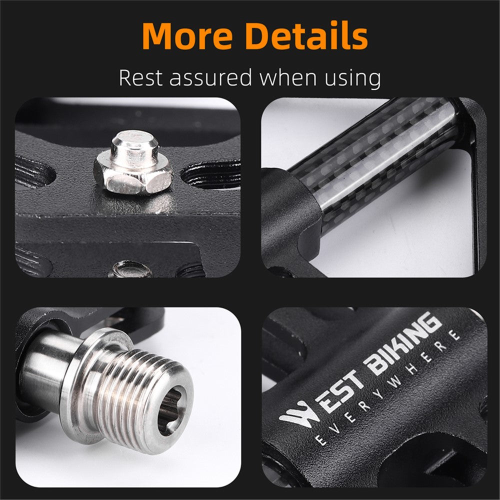 WEST BIKING YP0802110 One Pair Bike Pedals Ultra-light Aluminum Alloy Bicycle Pedal Plate
