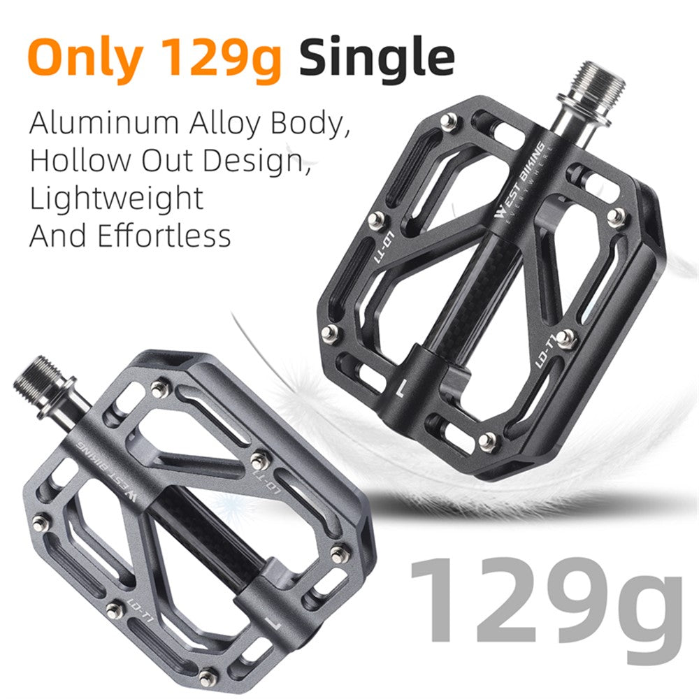 WEST BIKING YP0802110 One Pair Bike Pedals Ultra-light Aluminum Alloy Bicycle Pedal Plate