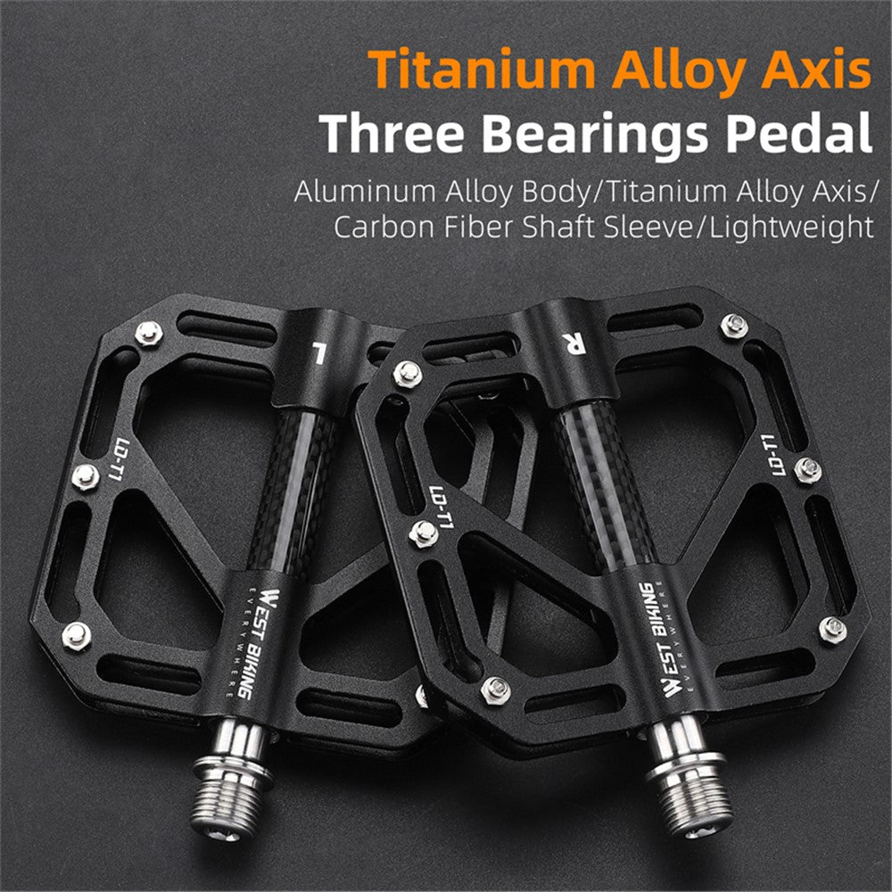WEST BIKING YP0802110 One Pair Bike Pedals Ultra-light Aluminum Alloy Bicycle Pedal Plate