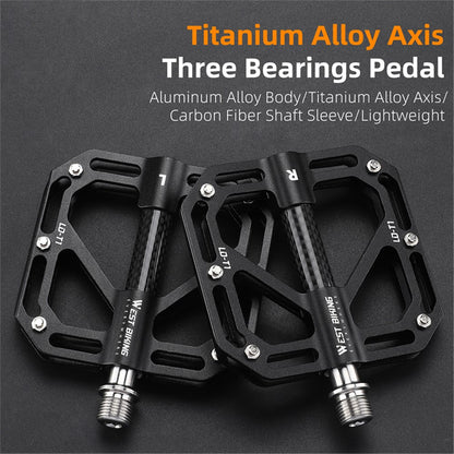 WEST BIKING YP0802110 One Pair Bike Pedals Ultra-light Aluminum Alloy Bicycle Pedal Plate