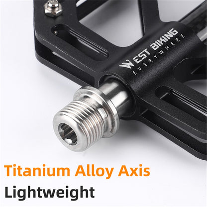 WEST BIKING YP0802110 One Pair Bike Pedals Ultra-light Aluminum Alloy Bicycle Pedal Plate
