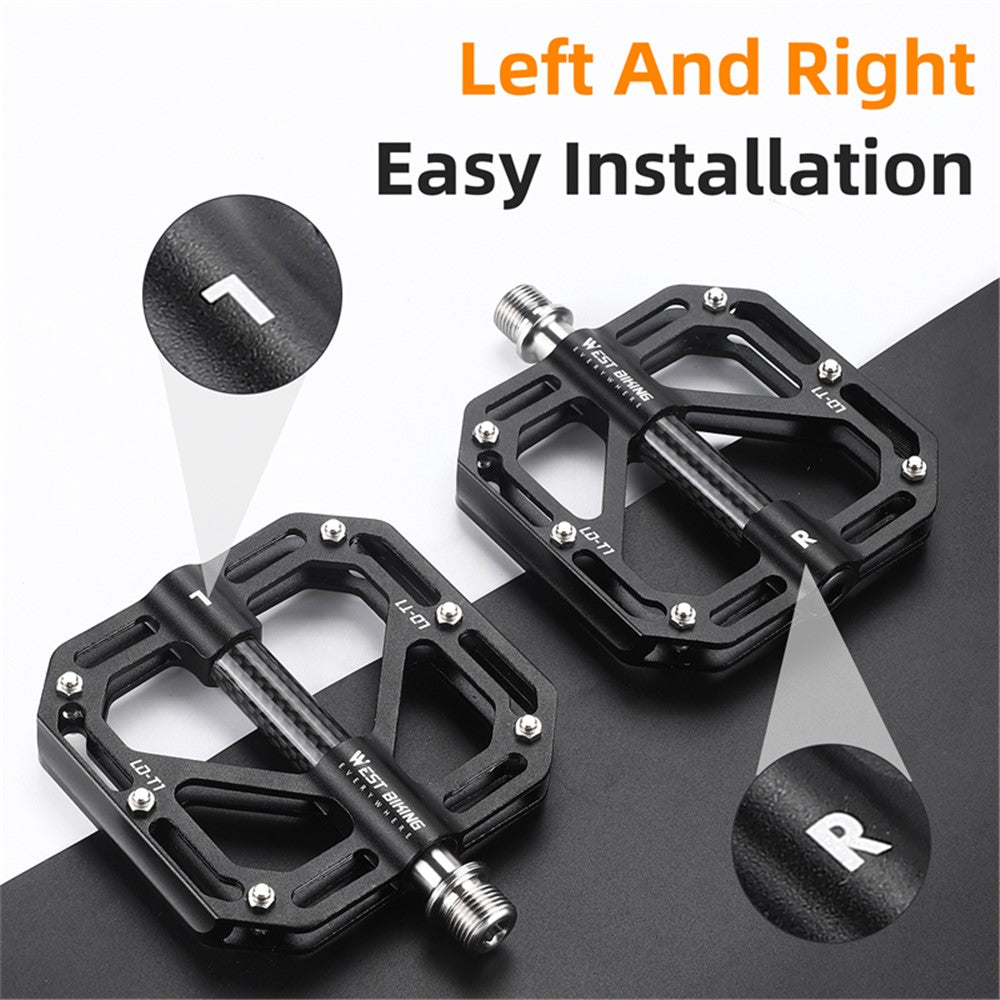 WEST BIKING YP0802110 One Pair Bike Pedals Ultra-light Aluminum Alloy Bicycle Pedal Plate