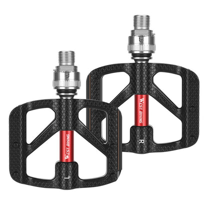 WEST BIKING YP0802117 Aluminum Alloy Quick Release 3 Bearing Pedal with Reflective Stickers