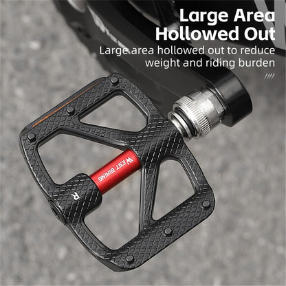 WEST BIKING YP0802117 Aluminum Alloy Quick Release 3 Bearing Pedal with Reflective Stickers