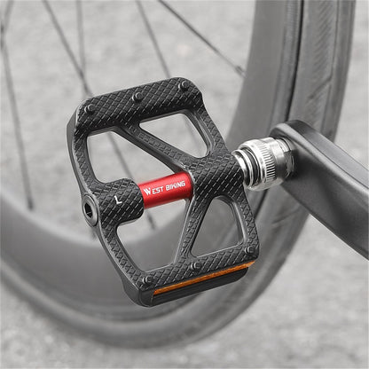 WEST BIKING YP0802117 Aluminum Alloy Quick Release 3 Bearing Pedal with Reflective Stickers