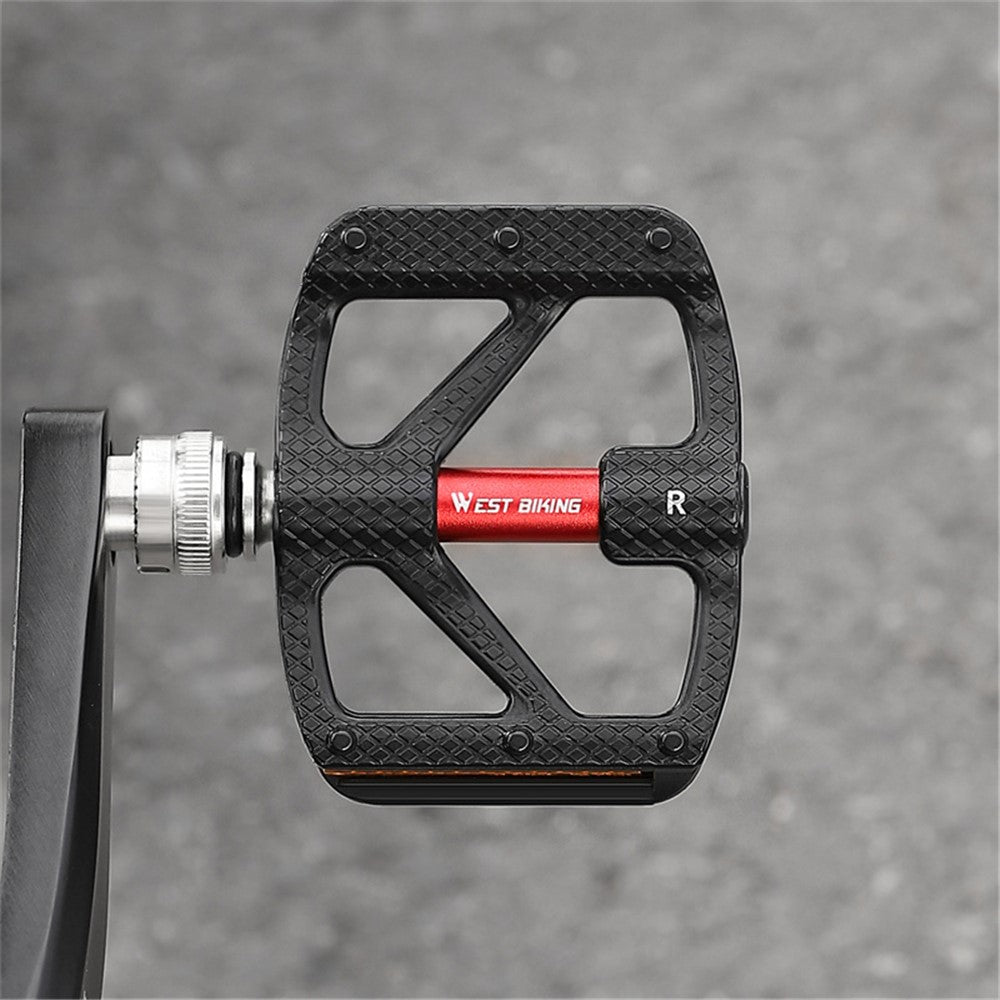 WEST BIKING YP0802117 Aluminum Alloy Quick Release 3 Bearing Pedal with Reflective Stickers