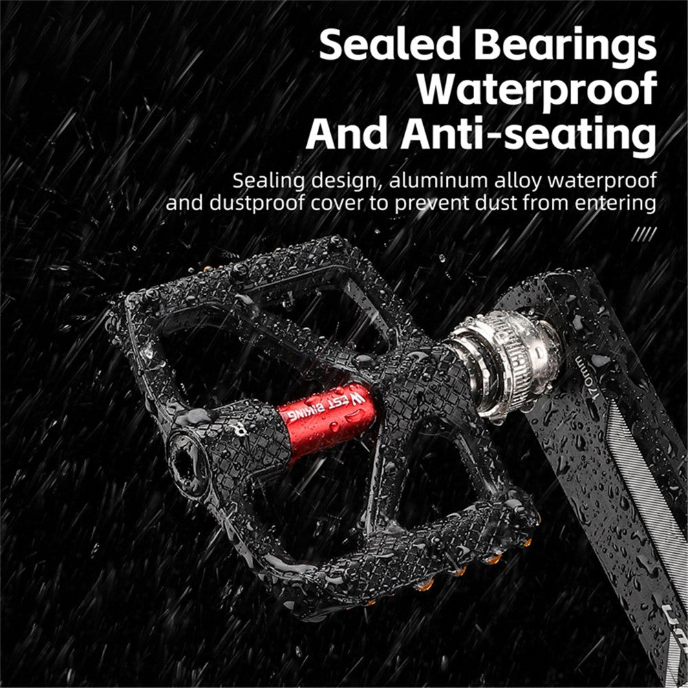 WEST BIKING YP0802117 Aluminum Alloy Quick Release 3 Bearing Pedal with Reflective Stickers