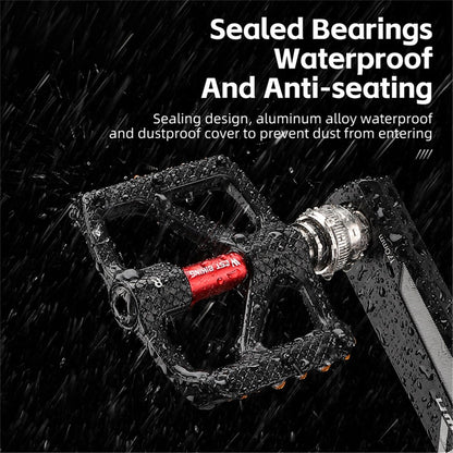 WEST BIKING YP0802117 Aluminum Alloy Quick Release 3 Bearing Pedal with Reflective Stickers
