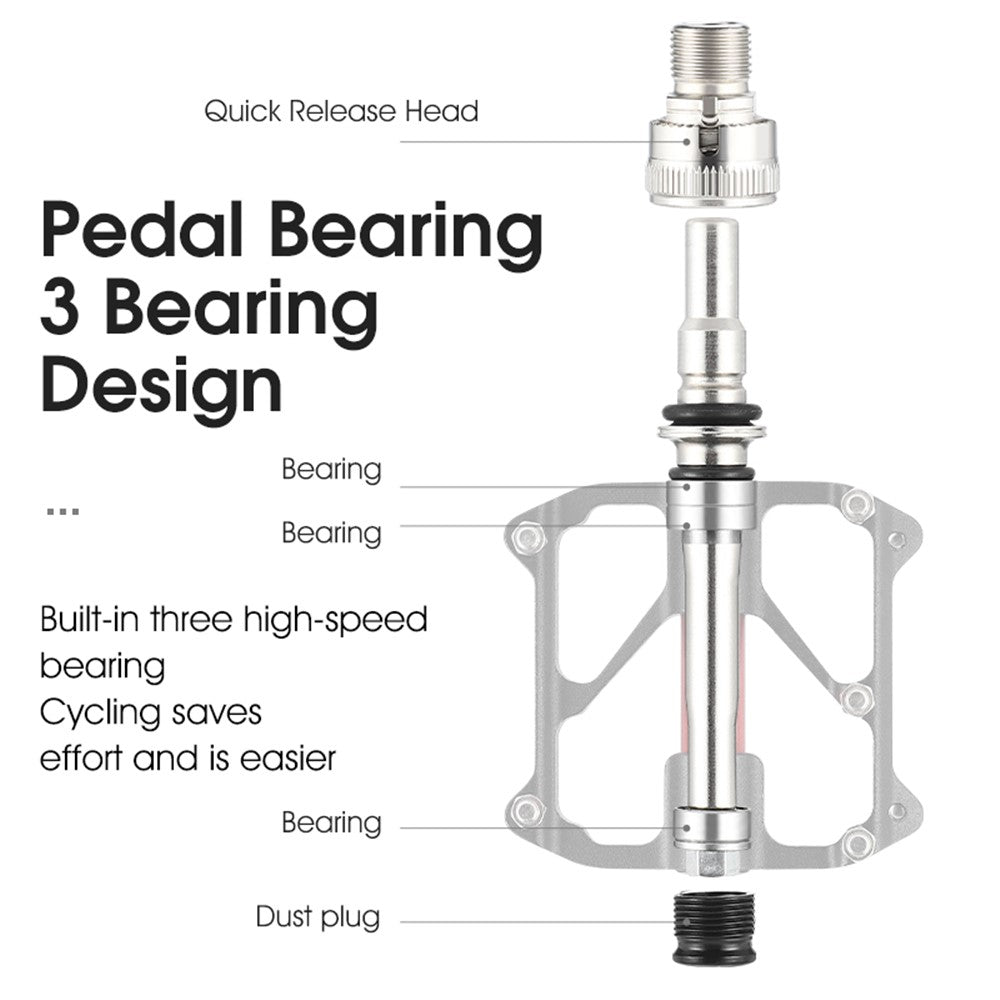 WEST BIKING YP0802118 1 Pair Bike Pedals 3-Bearing Aluminum Alloy MTB Bicycle Pedals
