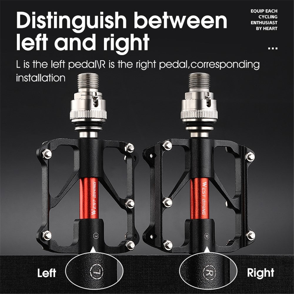 WEST BIKING YP0802118 1 Pair Bike Pedals 3-Bearing Aluminum Alloy MTB Bicycle Pedals