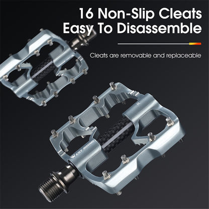 WEST BIKING YP0802098 1 Pair Bicycle Anti-slip Pedals Aluminum Alloy + Carbon Fiber MTB Road Bike Pedals