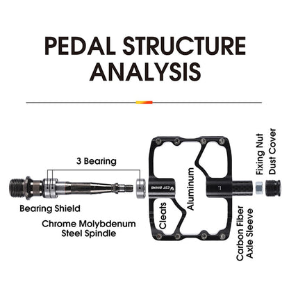WEST BIKING YP0802098 1 Pair Bicycle Anti-slip Pedals Aluminum Alloy + Carbon Fiber MTB Road Bike Pedals