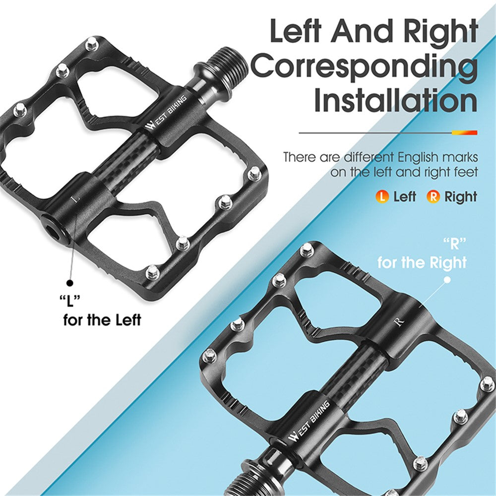 WEST BIKING YP0802098 1 Pair Bicycle Anti-slip Pedals Aluminum Alloy + Carbon Fiber MTB Road Bike Pedals