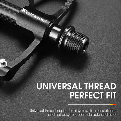 WEST BIKING YP0802098 1 Pair Bicycle Anti-slip Pedals Aluminum Alloy + Carbon Fiber MTB Road Bike Pedals