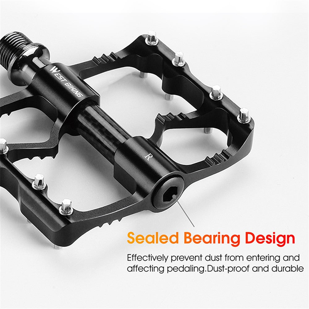 WEST BIKING YP0802098 1 Pair Bicycle Anti-slip Pedals Aluminum Alloy + Carbon Fiber MTB Road Bike Pedals