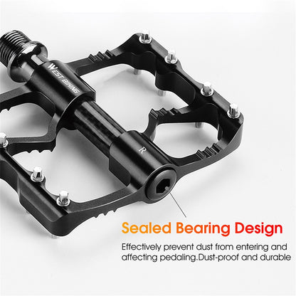 WEST BIKING YP0802098 1 Pair Bicycle Anti-slip Pedals Aluminum Alloy + Carbon Fiber MTB Road Bike Pedals