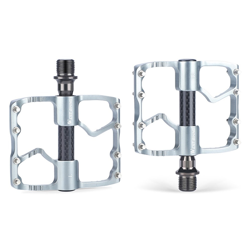 WEST BIKING YP0802098 1 Pair Bicycle Anti-slip Pedals Aluminum Alloy + Carbon Fiber MTB Road Bike Pedals